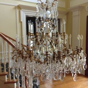 Large Foyer Crystal Chandelier with 30 Candles